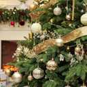 46 Pcs Champagne Christmas Ball Ornaments, Shatterproof Christmas Tree Ornaments Set with Velvet Christmas Bows Decor, Vintage Xmas Decorations with Hanging Hooks in 3 Sizes(Small Medium Large)