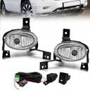 2Pcs Fog Lights Assembly Compatible With 2010-2011 Honda CRV - Front Bumper With H11 12V 55W Halogen Bulbs, Switch, Wiring - Clear Lens 1 Pair
