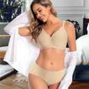 Womens Seamless Bras No Underwire Supportive Wireless Push Up Full Coverage Bralette Comfort Scalloped T-Shirt Bra (Small, Skin Color)