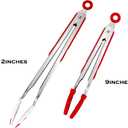 Kitchen Tongs, Premium Stainless Steel, Food-Grade Silicone Tips with Christmas Design, Heat Resistant 500F, 2-Piece Set (9'' and 12'')