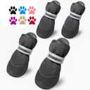 QUMY 4PCS Dog Shoes for Small Dogs, Hot Pavement Summer Puppy Dog Boots & Paw Protectors with Soft Anti-Slip Rubber Sole, Mesh Breathable Dog Booties for Hardfloors, Walking Running Black Size 5