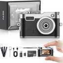 Mini Digital Camera, Keychain Camera 1080P HD with 2MP Lens, Flash, Video Recording, 32G Card Included, Portable and Compact Retro Vlog Camera for Travel, Kids, Black