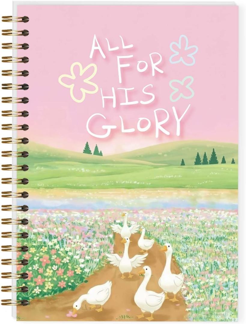 Christian Notebook for Women, Christian Art Gift Journal, All for His Glory, Silly Goose Spiral Notebook 5.5x8.3 Inch-A02