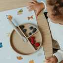 Blooom Placemat for Baby, Toddler & Kids | Wipeable, Reusable and Eco-Friendly | Baby Weaning Placemat for Mealtime & Snacktime | Modern Design (Alphabet, 12" x 17")