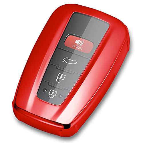 Lcyam Key Fob Cover Remote Case Protector Compatible with 2022 2023 2024 Highlander Corolla Hatchback RAV4 XLE Prius Camry Hybrid XSE Avalon Remote Key, Red