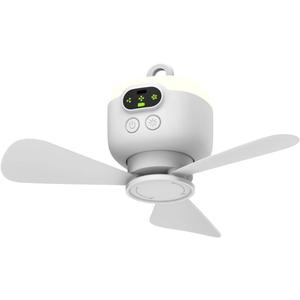 Xeamun Portable Camping Fan, 10.6 Inch Tent Ceiling Fan,Rechargeable 8000mAh with Light & Hook,Timable & Auto Shut Off,Detachable Fan Blade, Used for Tent Canopy RV Porch Beach Bedroom