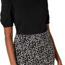 Amazon Essentials Women's Regular-Fit Puff Short-Sleeve Crewneck T-Shirt (Medium, Black)