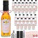 Encheng 5oz Clear Woozy Bottles with Shrink Capsules,Small Bottles With Shirnk Bands Glass Hot Sauce Bottles,Empty Small Beverage/Canning Bottles With Black Caps Set of 25