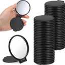 80 Pcs Mini Compact Mirrors Bulk, Portable Black Round Folding Makeup Mirror Set for Purse Travel Women Daily Use
