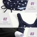 SEAFORM Women's Two-Piece Tankini Swimsuits Tummy Control Bathing Suits False Two-Piece Tankini Top with Swim Dress for Women (Blue, L)