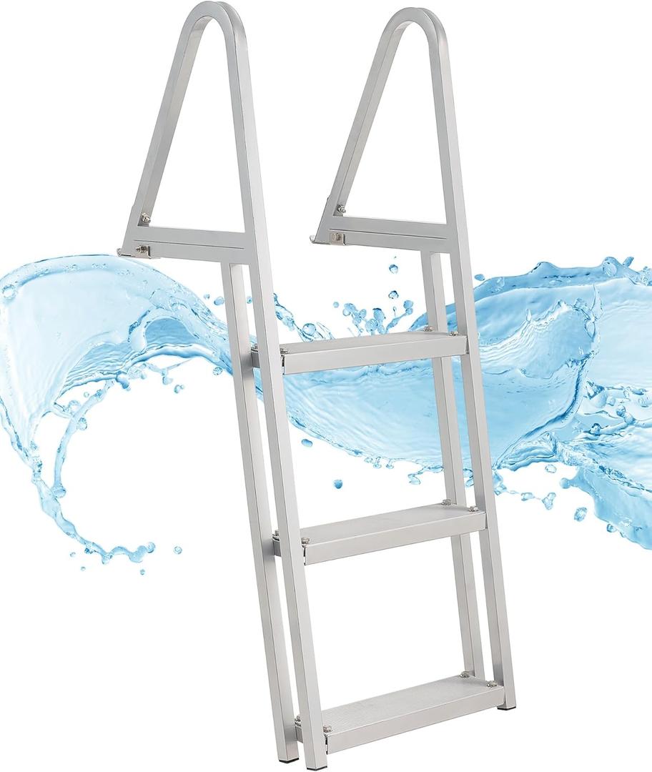 CO-Z 3 Step Removable Dock Ladder, Pontoon Boat Ladder with 350lb Load, Aluminum Swim Ladder with Wide Step & Nonslip Tread, Quick Release Dock Stair for Lake Swimming Pool Marine Boarding CO-Z 3 Step Removable Dock Ladder, Pontoon Boat Ladder with 350lb Load, Aluminum Swim Ladder with Wide Step & Nonslip Tread, Quick Release Dock Stair for Lake Swimming Pool Marine Boarding