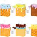 Supervitae 48 Pcs Ice Cream Gift Bags with Handles Ice Cream Party Favor Paper Colorful Summer Goody Bags for Birthday Baby Shower Decor Supplies Wrapping Holiday Decoration