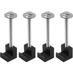4PCS Truck Tool Box Mounting Kit,Aluminum Alloy Tool Box Mount J Hook Crossover Tie Downs,Universal Truck Accessories Pickup Toolbox Rail Mounting Kit for Fix Tool Boxes (Black)