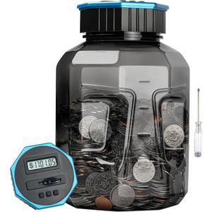 X-Large Piggy Bank for Adults Kids, Vcertcpl Digital Coin Counting Bank with LCD Counter, 2.4L Capacity, Great Coin Counter Bank Money Counting Jar with Total Amount Displayed (Gray2, X-Large)