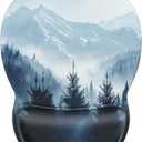 MROCO Ergonomic Mouse Pad with Gel Wrist Rest, Smooth Wrist Support Surface, Non-Slip PU Base for Pain Relief, Comfortable Mousepad for Computer, Laptop, Office & Home, 9.4 x 8.1 in, Cloud Forest