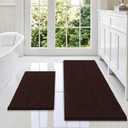 Smiry Bathroom Rugs Sets 2 Piece, Soft Absorbent Chenille Machine Washable Non Slip Shaggy Bath Rug Set for Tub, Shower, and Floor (47x17+24x16, Brown)