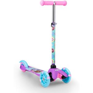 Self Balancing Kick Scooter with Light Up Wheels, Extra Wide Deck, 3 Wheel Platform, Foot Activated Brake, 75 lbs Limit, Kids & Toddlers Girls or Boys, for Ages 3 and Up