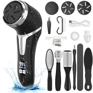 Electric Callus Remover for Feet with Vacuum, Professional Pedicure Tools Kit, Rechargeable Waterproof Foot File for Foot Care Deadskin Remover with 3Heads&2Speed,LCD Display