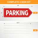 Parking Sign 4 Pack, 16"x5" Parking Signs for Outside Event, Double Sided Waterproof with Stake Corrugated Plastic Red