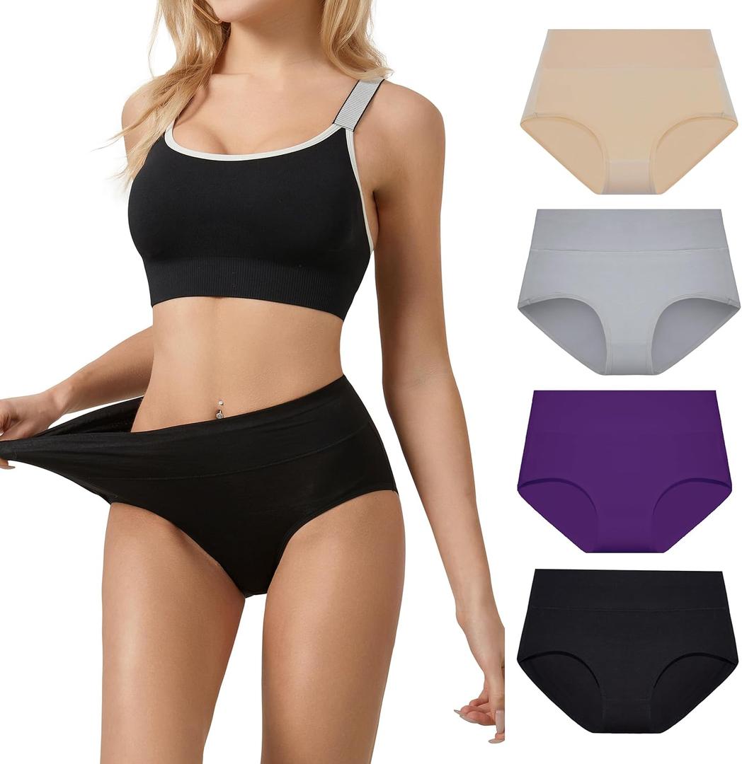 SERISIMPLE Viscose Bamboo Women Luxury Underwear Silky Comfy Ultra Soft Briefs Stretch High&Mid Waist Panties 4 pack