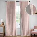 MIULEE Baby Pink 100% Blackout Linen Curtains 84 Inch 2 Panels Set Double Sided No Coating Pleated Back Tab Black Out Long Thermal Insulated Pinch Pleat Bedroom Living Room Darkening Window Drapes