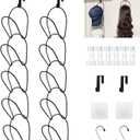 LINFIDITE 10 Pack Hat Rack Hanger Holder Organizer Closet Hanging Baseball Cap Display Storage Rack for Scarves Handbags Towels Clothes Ties Over Door Wall Mounted w Hanging Hook Black (Round Ring)