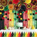 Blosssound 21 Pcs Black History Month Decorations African American Foil Backdrop Hanging Paper Fans Pompoms Banner for Black History Month Juneteenth Classroom Office Decor