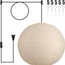 23.6in Paper Lanterns Plug in Hanging Lamp Off-White 19.7FT Cord