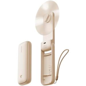 Aecooly Slim Portable Fan, Thin Handheld Fan, USB Rechargeable Mini Personal [24H Max Cooling Time], Battery Powered Small Foldable Pocket for Travel, Summer, Gifts for Women, Girls -Beige