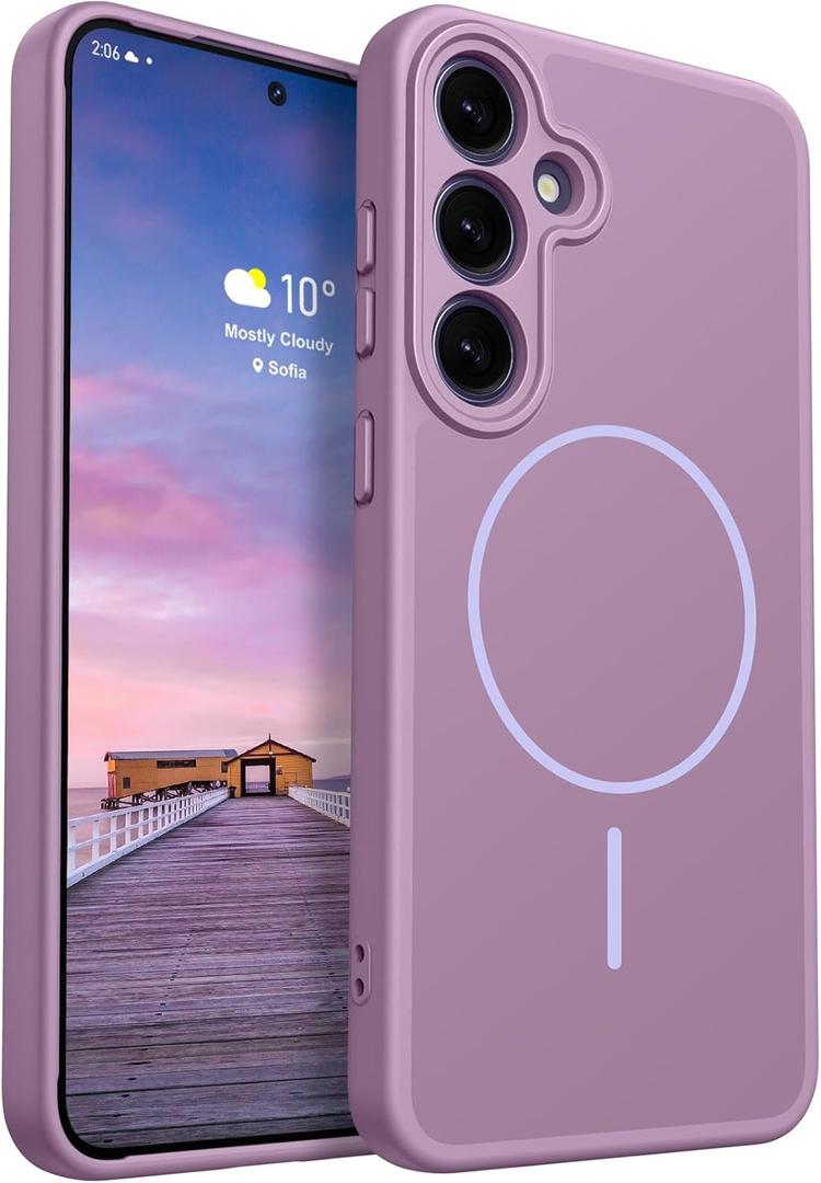 Rayboen for Magnetic Samsung Galaxy S24 Plus Case, [Compatible with Magsafe][Full Camera Protection] Silicone Shockproof Skin-Feel Durable Slim Fit Cover for S24+ Plus, Matte LilacPurple