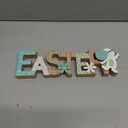 Easter Decorations Wooden Sign for Home, Farmhouse Rustic Easter Table Decor Cute Bunny with Balloon for Tiered Tray Tabletop Happy Spring Indoor Outdoor Party Decoration
