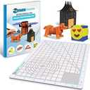 3Dmate Starter - Transparent 3D Pen Mat 9 x 7 Inches with Compatible Stencils Book - Flexible Two-Sided Heat-Resistant Silicone - 3D Pen Accessories - Templates for Kids, Adults