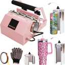 BetterSub 3in1 40 OZ Tumbler Mug Heat Press Machine 30 OZ 20 OZ 16 OZ Sublimation Straight Skinny Tumbler Mug,11 OZ 15 OZ 16 OZ Sublimation Mug Heat Transfer Pink