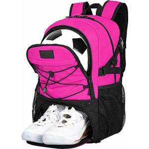 Goloni Soccer Backpack,Basketball Backpack with Ball Compartment & Shoe Compartment,Backpack for Basketball,Soccer (Rose)