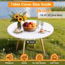 BDDC Fitted Round Table Cover - Fits 45"-56" Diameter Round Tables, Stretchy Spandex White Tablecloth, Washable & Wrinkle-Resistant Tablecloth for Indoor/Outdoor Picnics, Patios & Events
