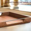 Large Ottoman Tray: 20" Square Acacia Wood Serving Tray with Metal Handles - Extra Large Decorative Tray for Coffee Table, Breakfast in Bed, Charcuterie, Living Room & Party