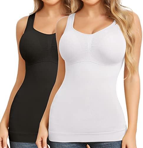 Shapewear Camisoles With Built in Bra Tummy Control Compression Tank Tops for Women Body Shaper Padded Tanks L