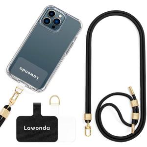 Phone Lanyard Universal Crossbody Cell Phone Strap Anti-Theft Adjustable Neck Lanyard for iPhone 17 Pro Max 2pcs Phone Patchs Tether Pads Midnight Black