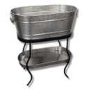 TableCraft GTSS2313N Brickhouse Beverage Tub Set, 12.75 Gallons, 27.5" x 15" x 32" Silver, Includes Stand, Accessory & Condensation Trays, Stainless Steel & Wood, Ideal for Indoor/Outdoor Events