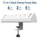 Desk Clamp Power Strip USB C,ETL Listed,40W Total Fast Charging Station,4 PD 20W USB C Ports, Nightstand Edge Mount Power Strip with 5 AC Outlets Surge Protector,6ft Cord,Fit 1.96" Tabletop Edge (White)
