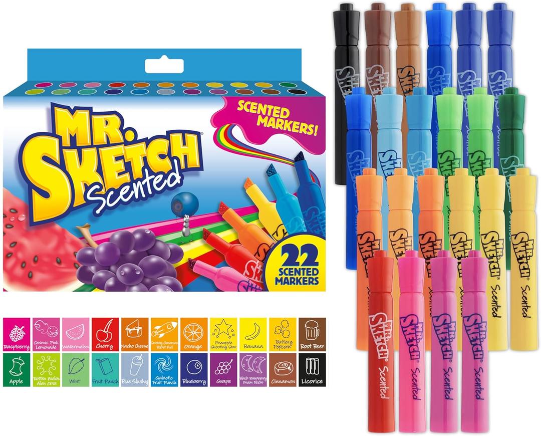 Mr. Sketch Scented Markers, Chisel Tip, Assorted Colors, 22 Count - Fun for Kids, Coloring, Spark Creativity, Arts & Crafts