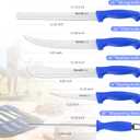 Stainless Steel Camping Knife - 5 PCS Chef Knives with Roll Bag, Kitchen Knife Set for Cutting Meat, Fruits & Vegetables (Blue)