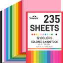 3 otters 235Sheets 8.27" x 11.7" Construction Paper Assorted Colors, 12 Colored Cardstock Printer Paper, for Printing, DIY Crafts, Party Decorations, Teacher Kids Classroom Must Have, 40 lb/150 GSM