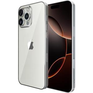 for iPhone 16 Pro Max Case 6.9-Inch 2024 Yellowing-Resistant Shockproof Phone Cover Anti-Scratch with Camera Lens Protector for iPhone 16 Pro Max Phone Transparent Case (Silver Border)