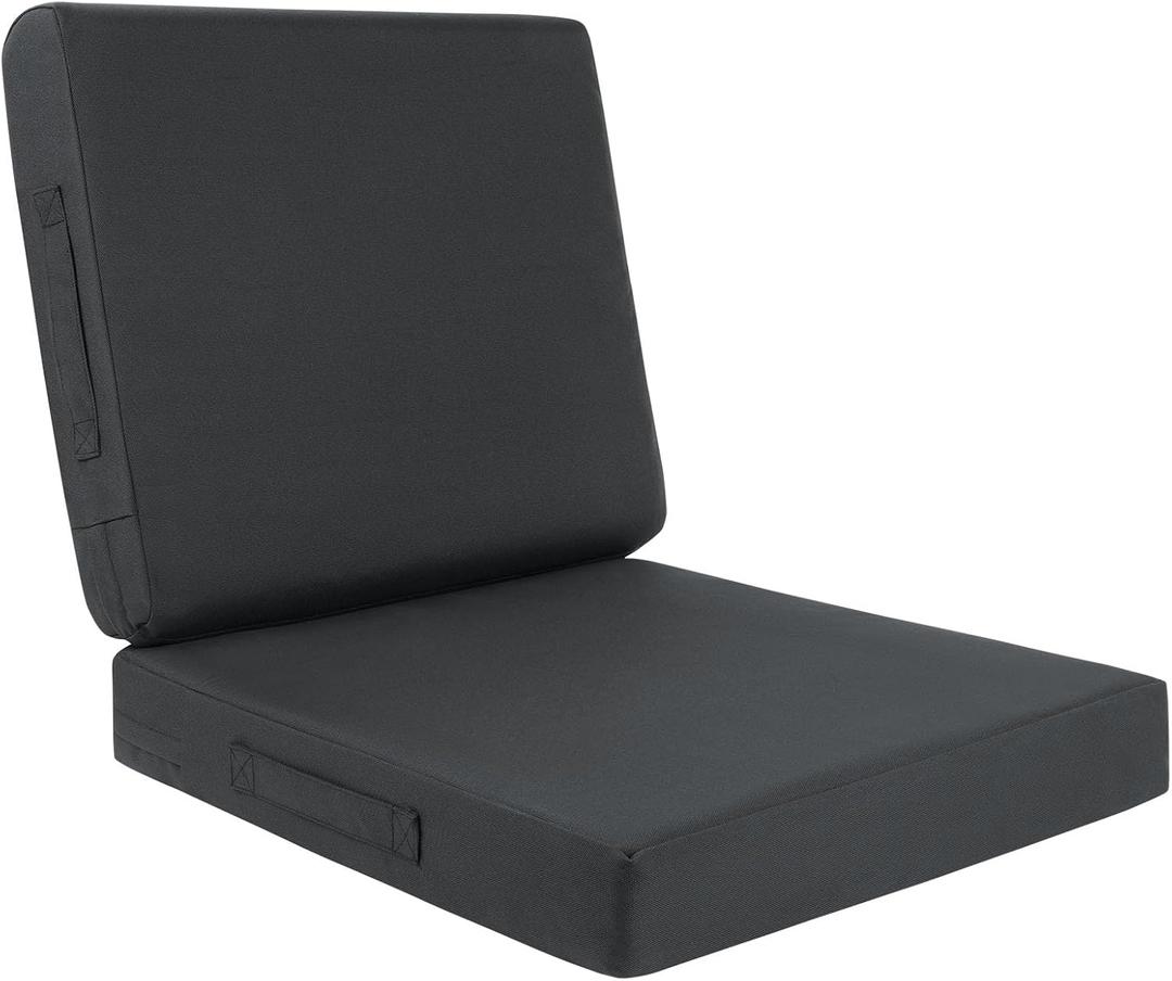 HEBE Outdoor Deep Seat Cushion Set,Waterproof Patio Chair Cushions & Back Cushion for Patio Furniture with Fade Resistant Removable Cover,for Sofa Couch,Grey