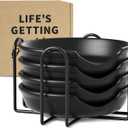 LE TAUCI Ceramic Spoon Rest with Holder, 4.8 Inches Spoon Rest for Stove Top, Utensil Rest for Kitchen Counter, Coffee Spoon Holder, Set of 4, Crude Black