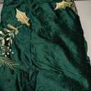 Vertintong 48 inches Velvet Christmas Tree Skirt Red Wine Gold Fur Plush Tree Skirt Luxury Xmas Skirts for Merry Christmas Party Vintage Holiday Decorations(Green with Gold Embroidered Holly)