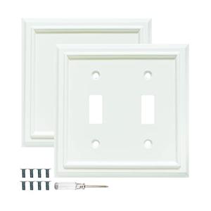 Wall Plates, Duplex Outlet Covers, Toggle Light Switch Plates, Decorator Light Switch Cover, Bamboo Fiber Material Wall Plate, Standard Size Wall Plates of various styles,White (2 Gang Toggle 2 Pack)