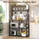 YASONIC Coffee Bar, Bakers Rack with Storage, 39.4 Inches Microwave Stand, 5 Tier Kitchen Shelves Appliance Storage, 12 S Hooks Large Coffee Station for Spices, Pots and Pans, Rustic Brown