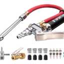 Spurtar 10-120 PSI Heavy Duty Tire Pressure Gauge with Inflator Air Chuck with Pressure Gauge with 4 Way Tool and Valve Cores Air Compressor Attachments Tire Inflator Nozzle for Car Automotive Truck